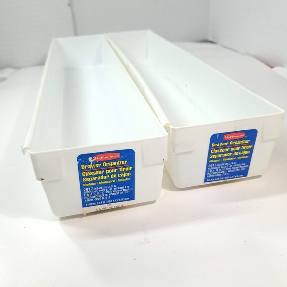 Vintage Rubbermaid Drawer Organizer set 2 white 2917 plastic bins containers - Picture 1 of 12